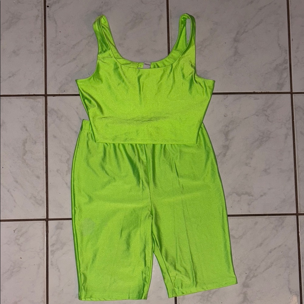 Revamped Green Athletic Shorts Jumpsuit